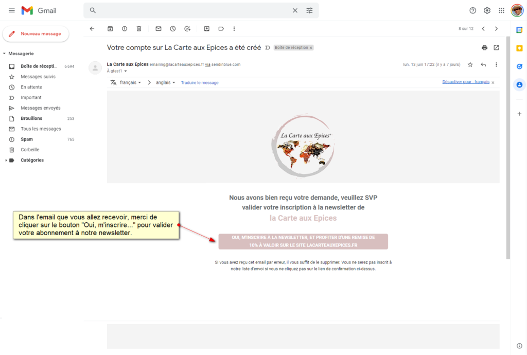 Merci de valider votre inscription dans le mail que vous avez reçu ou allez recevoir...