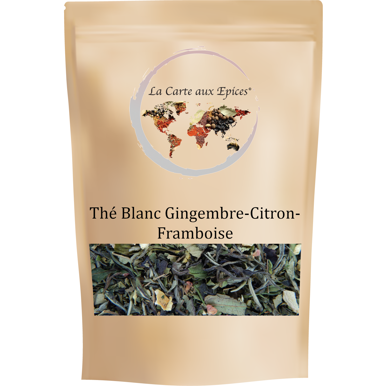 Thé blanc myrte citronnée, gingembre, framboise